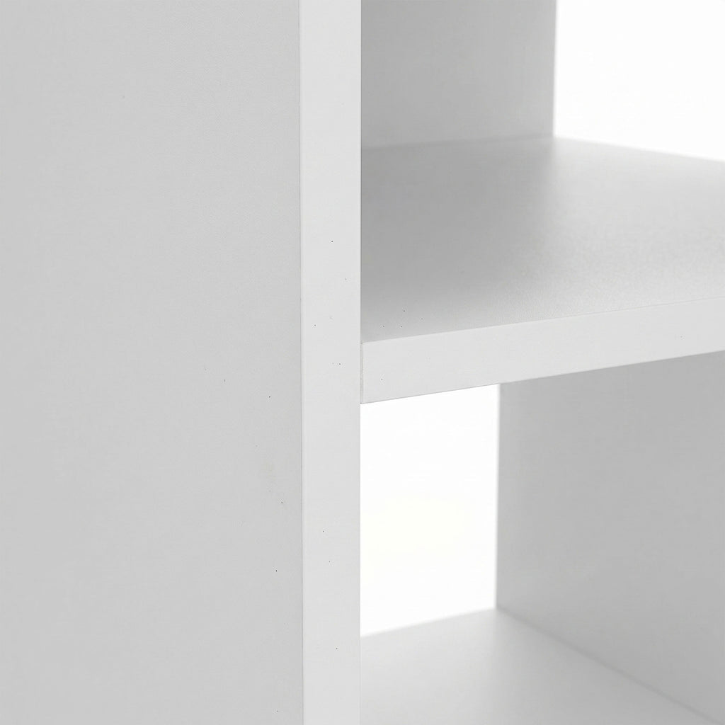 Table d'Appoint, Table Basse Moderne 3 Niveaux avec Étagères Ouvertes, pour Salon, Chambre ou Bureau, Blanc