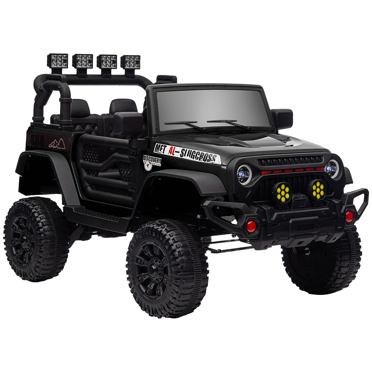 Voiture électrique enfants UTV avec télécommande 2,4G, 2 moteurs 12 V, musique, klaxon, lumières LED, 100x63x65cm, noir