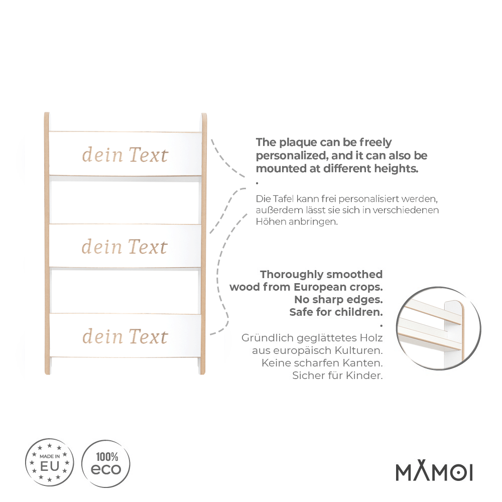 MAMOI® libreria per bambini, mensola da parete per cameretta, panca per libri in pannello a base di legno, mobili Montessori