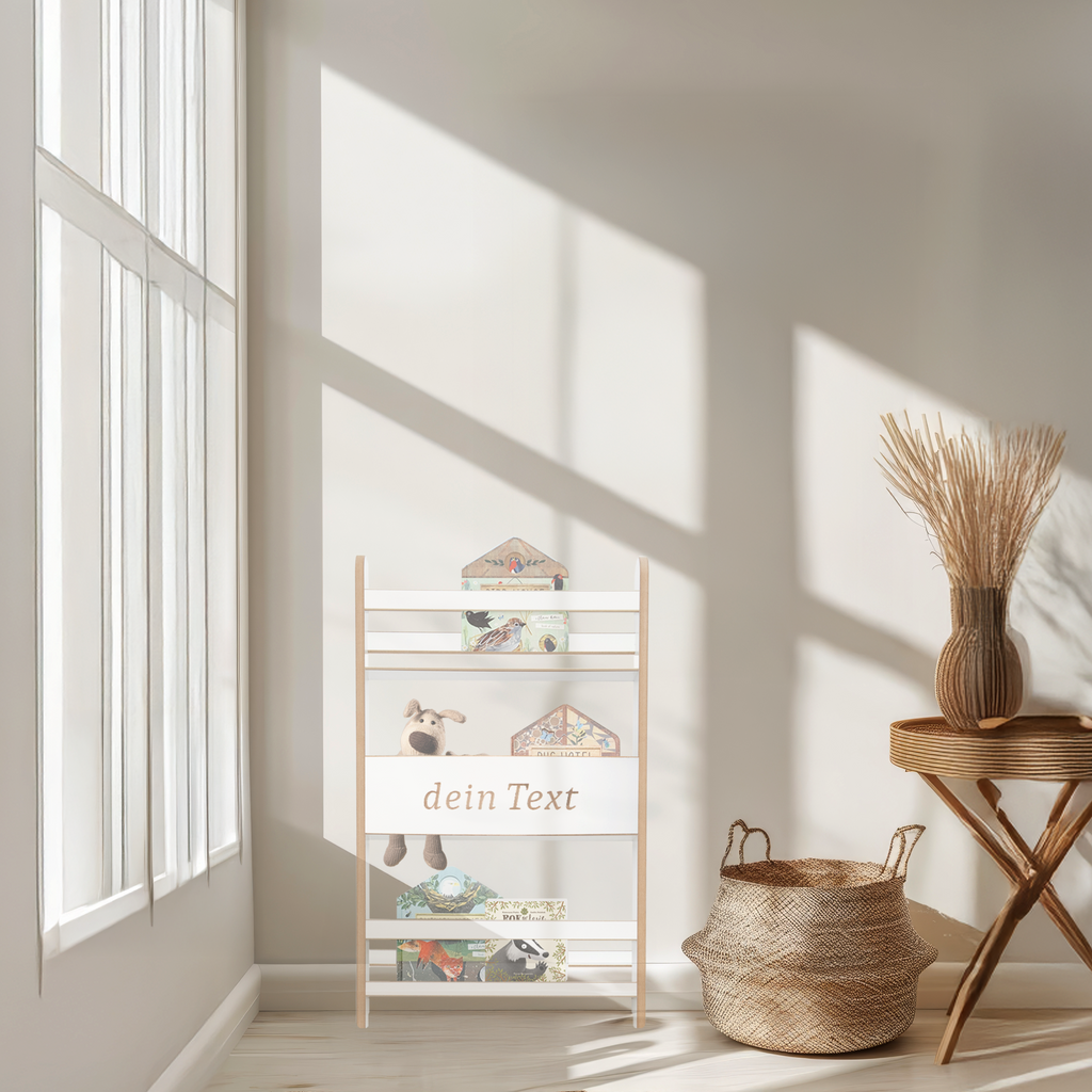 MAMOI® libreria per bambini, mensola da parete per cameretta, panca per libri in pannello a base di legno, mobili Montessori