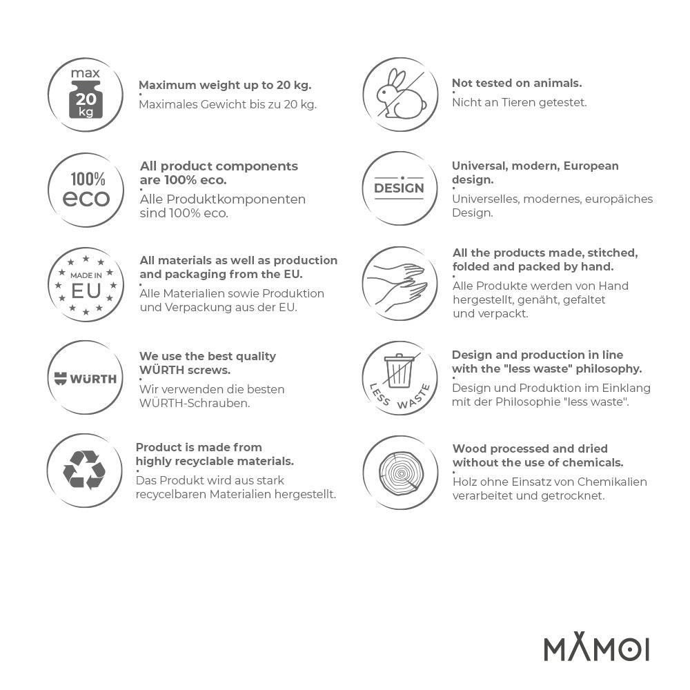 MAMOI® libreria per bambini, mensola da parete per cameretta, panca per libri in pannello a base di legno, mobili Montessori