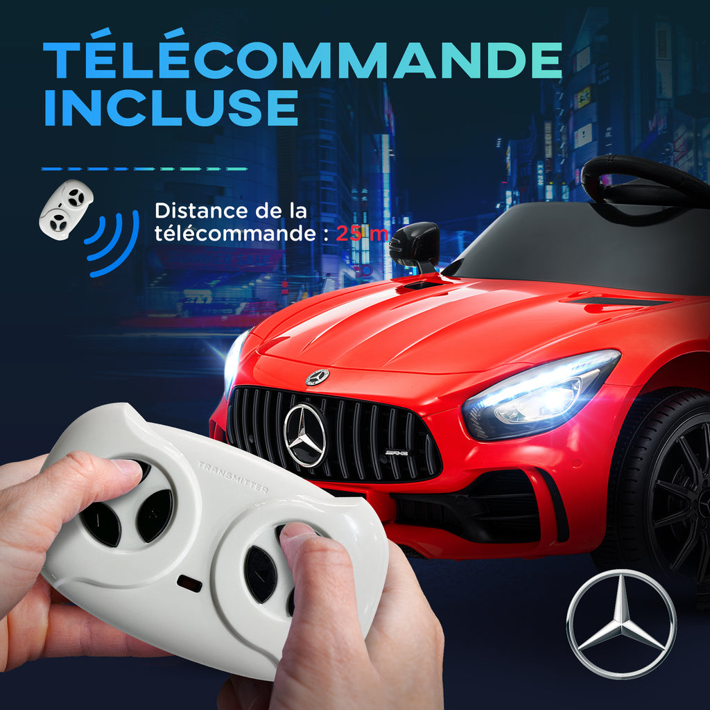Voiture électrique enfants sous licence Mercedes-Benz AMG GTR 12V télécommande 2,4G max. 5 km/h 108 x 67 x 46 cm rouge