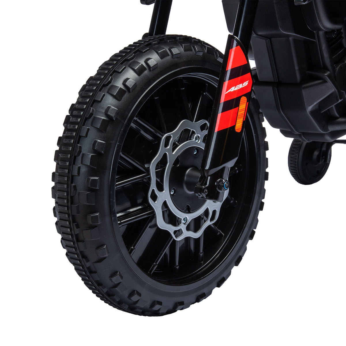 Moto électrique enfants sous licence Aprilia avec 2 moteurs 12V, roues d'entraînement, lumière LED, musique - rouge