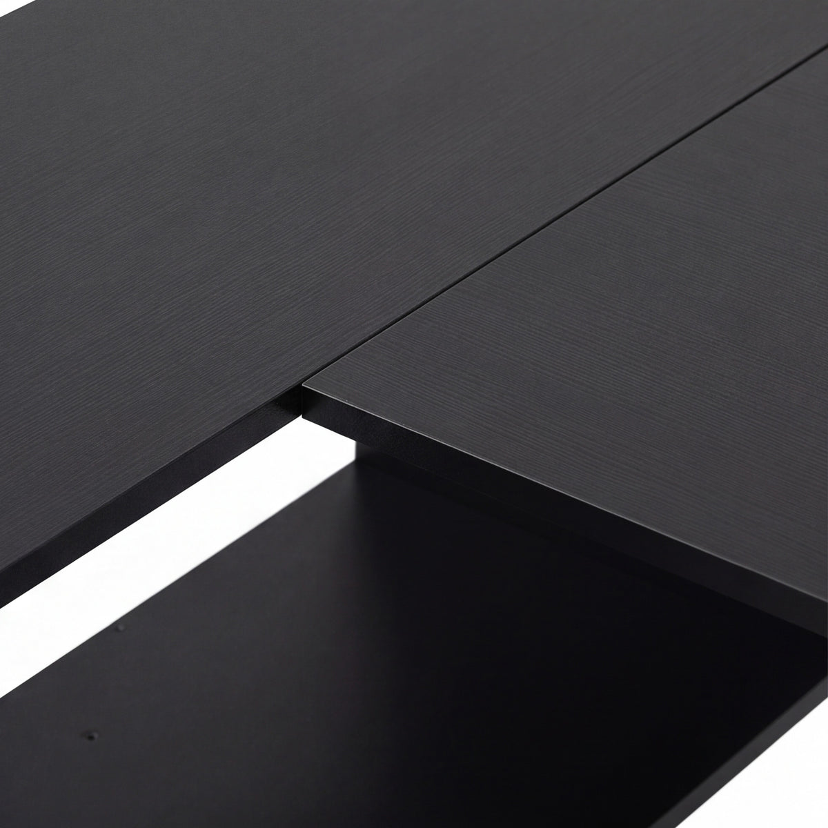 Bureau d'angle, bureau d'ordinateur avec tiroir en tissu et compartiments ouverts, 110 x 100 x 75 cm, noir