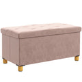 Banc de rangement bout de lit pliable volume 67 L capacité de charge 120 kg avec couvercle 76L x 38l x 38H cm rose