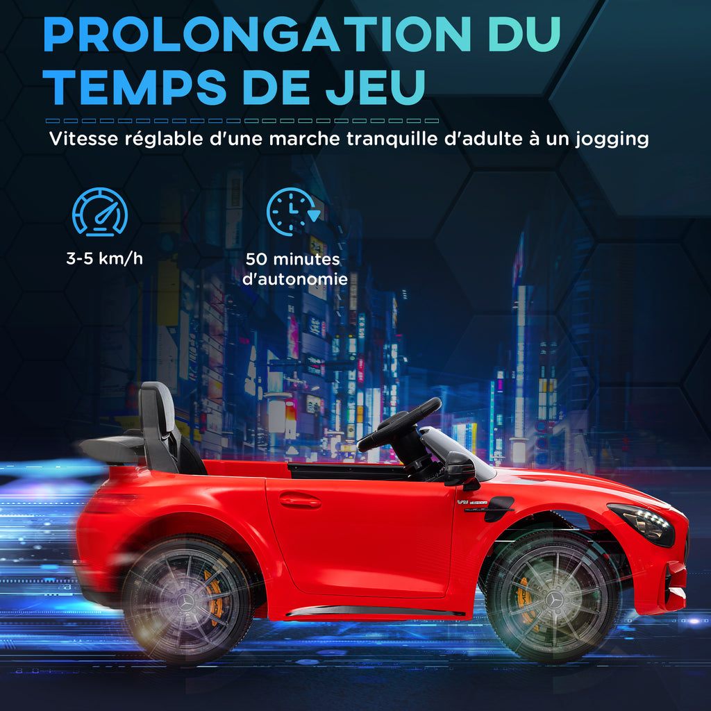 Voiture électrique enfants sous licence Mercedes-Benz AMG GTR 12V télécommande 2,4G max. 5 km/h 108 x 67 x 46 cm rouge