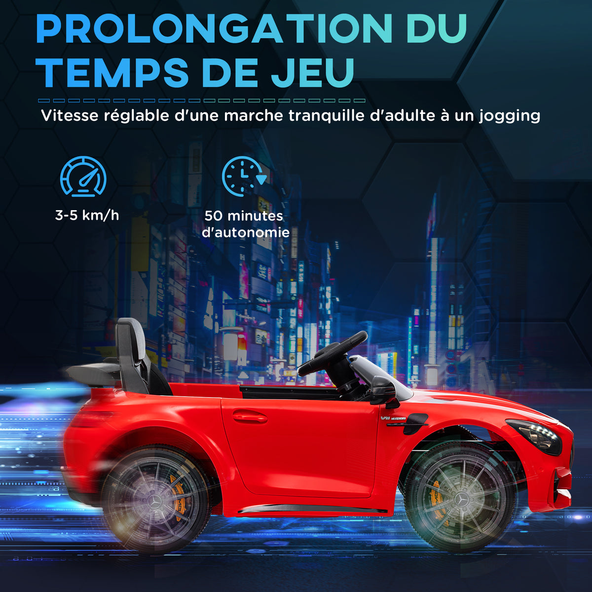 Voiture électrique enfants sous licence Mercedes-Benz AMG GTR 12V télécommande 2,4G max. 5 km/h 108 x 67 x 46 cm rouge