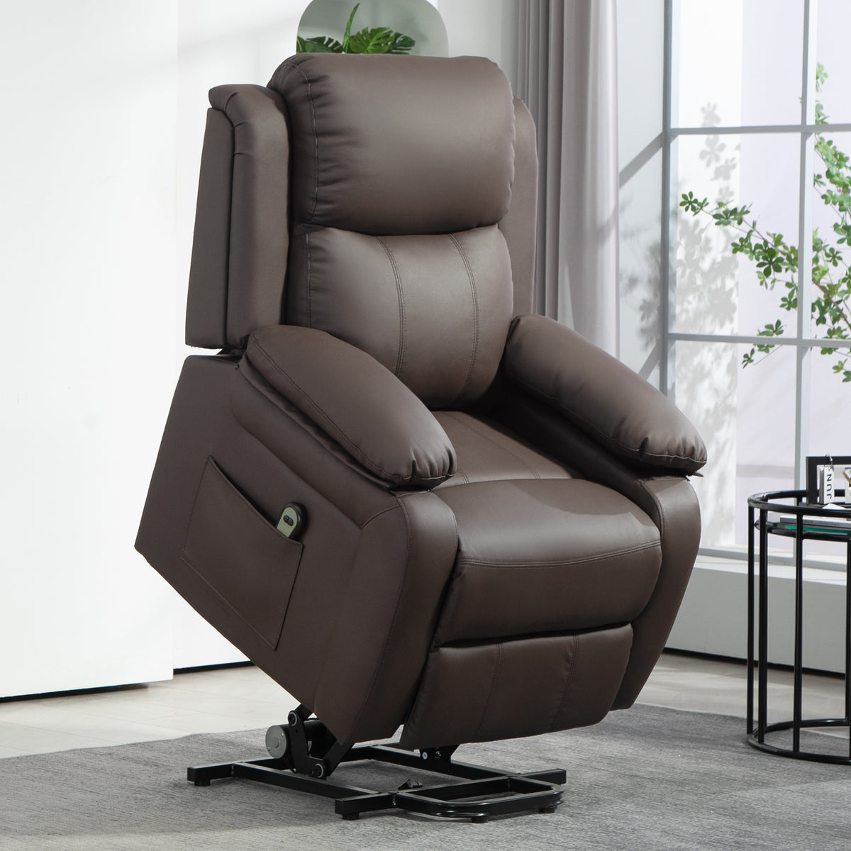 Fauteuil releveur électrique fauteuil relax électrique avec repose-pied télécommande et 2 pochettes 76x90x105cm marron