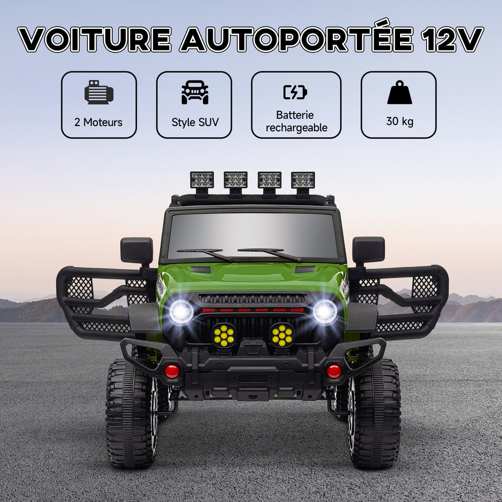 Buggy 4x4 voiture électrique enfant UTV avec télécommande 2.4Ghz 2 moteurs 12 V vert