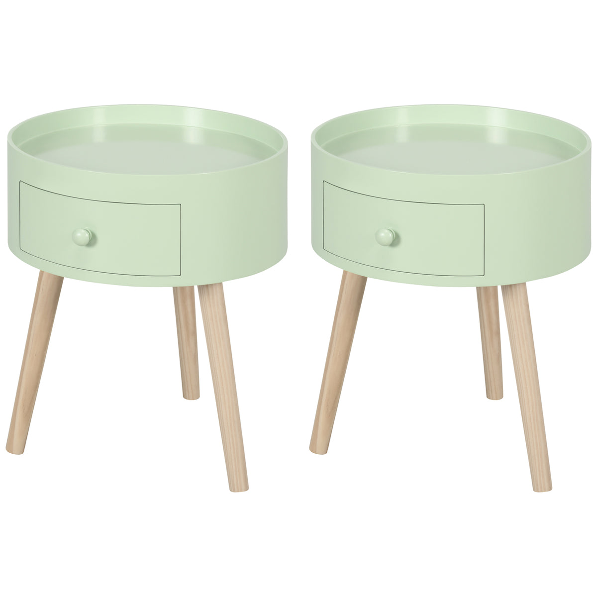 Lot de 2 tables basses - table de chevet - table de nuit ronde - design scandinave table d'appoint bout de canapé