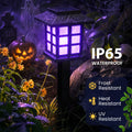 GIGALUMI Halloween Solar Lights Outdoor,12ps Purple Halloween Decorations