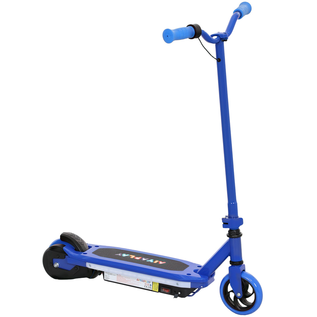 Trottinette électrique pour enfants 6-14 ans, vitesse maximale 10 km/h, lumières LED colorées, frein électrique, bleu