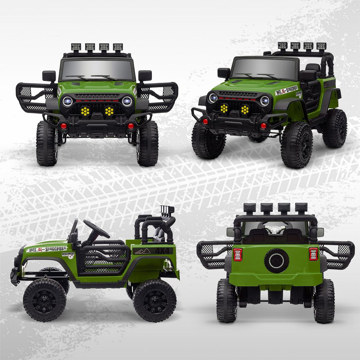 Buggy 4x4 voiture électrique enfant UTV avec télécommande 2.4Ghz 2 moteurs 12 V vert