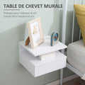 Lot de 2 tables de chevet murales, tables de nuit suspendues avec tiroir coulissant, compartiment ouvert, plateau, style moderne, pour chambre à coucher, 35 x 32 x 22,5 cm, blanc