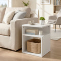 Table d'Appoint, Table Basse Moderne 3 Niveaux avec Étagères Ouvertes, pour Salon, Chambre ou Bureau, Blanc
