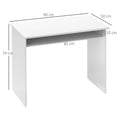 Bureau informatique sobre épuré compact avec 1 étagère, panneaux de particules, dim. 90l x 50P x 74H cm, blanc laqué