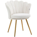 Fauteuil coquillage chaise coiffeuse fauteuil en velours fauteuil de salon avec pieds en métal doré crème