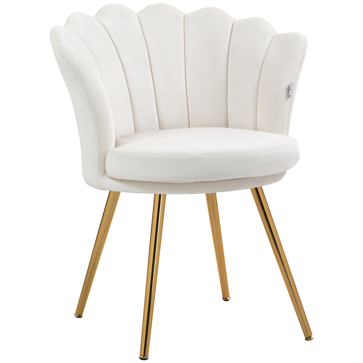 Fauteuil coquillage chaise coiffeuse fauteuil en velours fauteuil de salon avec pieds en métal doré crème