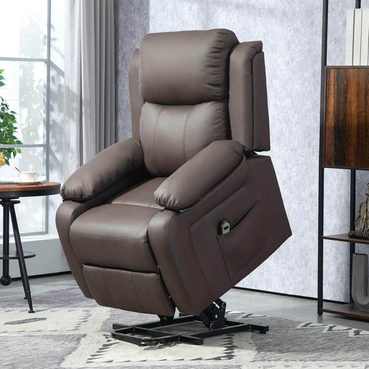 Fauteuil releveur électrique fauteuil relax électrique avec repose-pied télécommande et 2 pochettes 76x90x105cm marron
