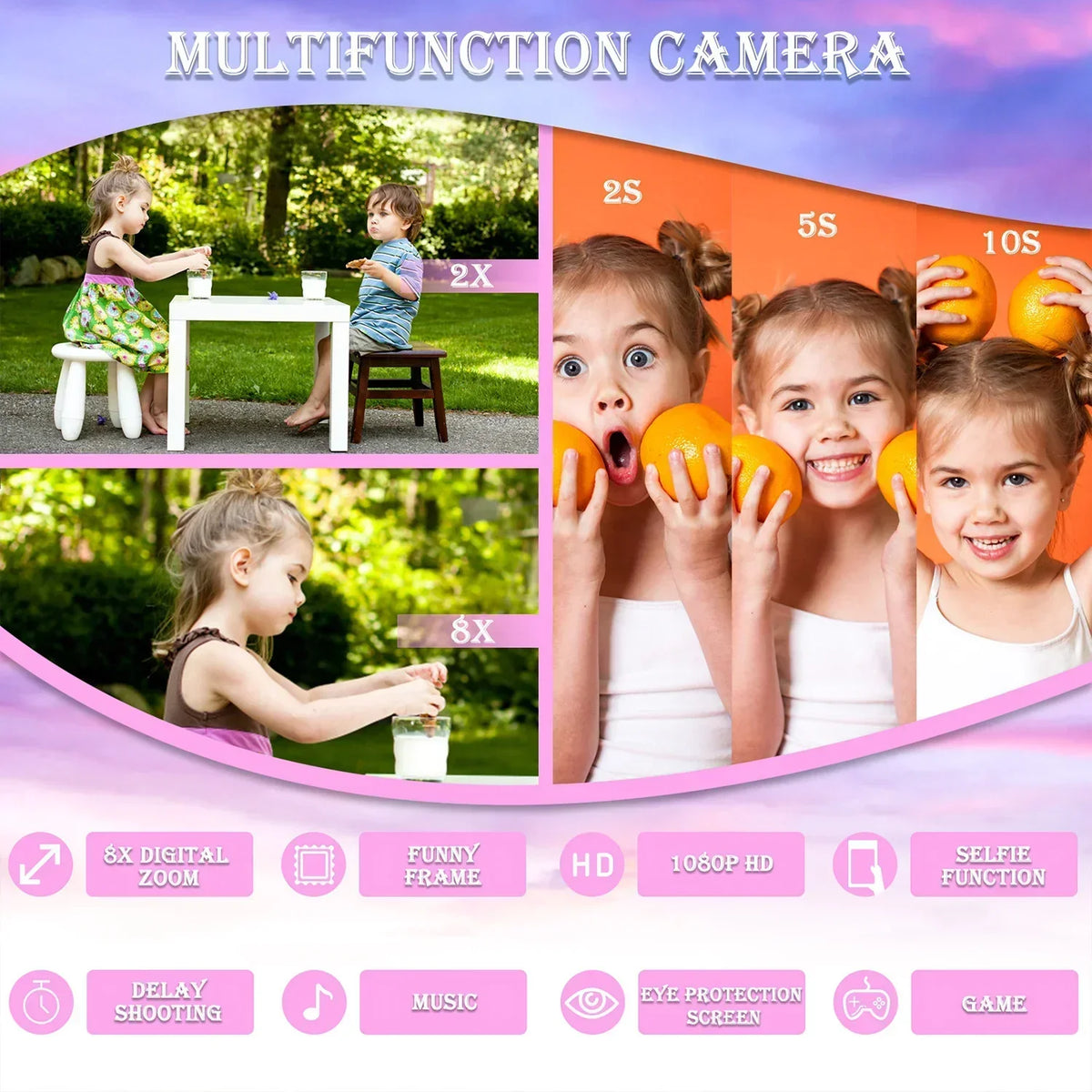 Kids Mini Camera Unicorn 1080P Hd 2-Inch Screen