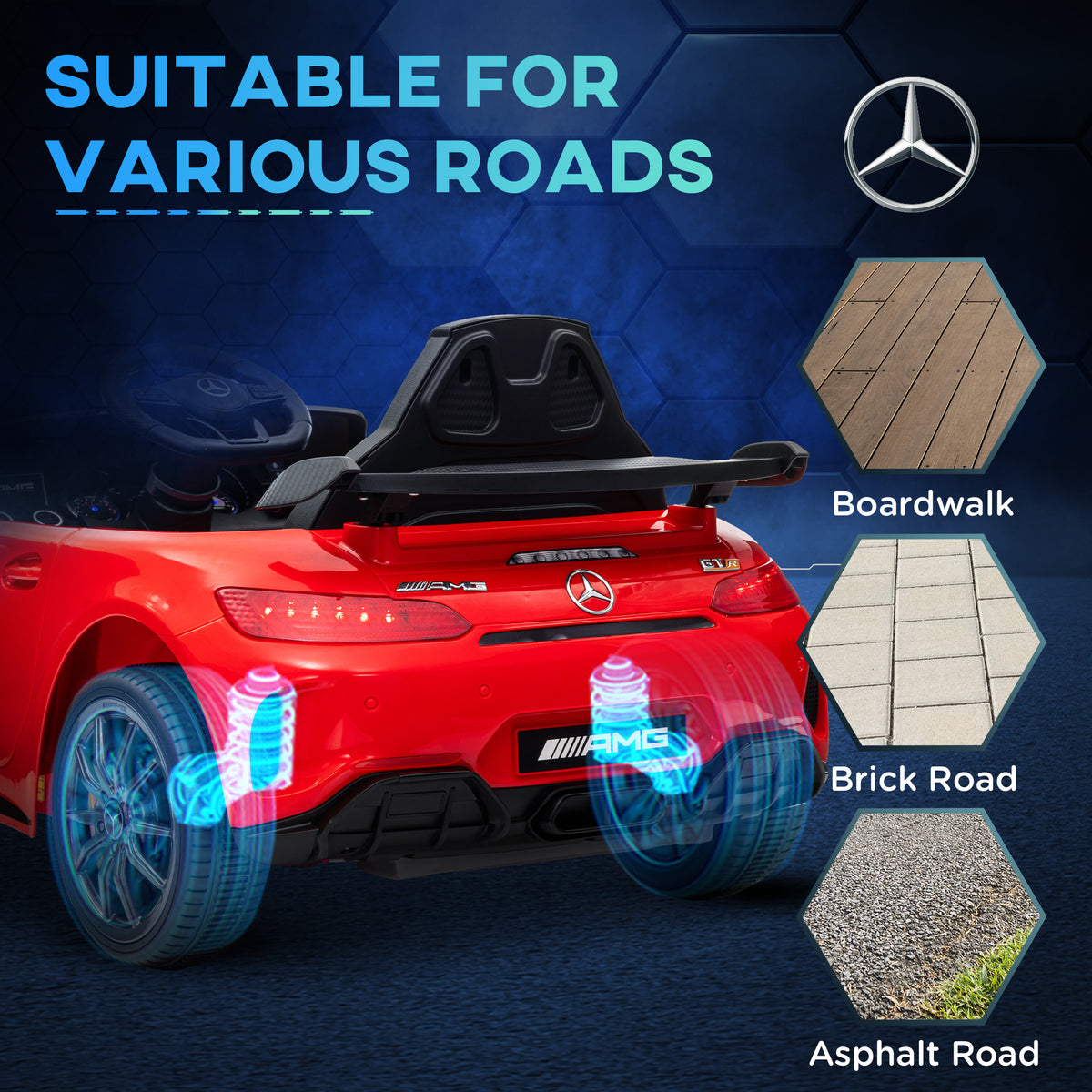 Voiture électrique enfants sous licence Mercedes-Benz AMG GTR 12V télécommande 2,4G max. 5 km/h 108 x 67 x 46 cm rouge