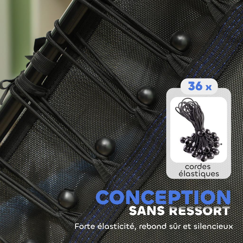 Trampoline pour enfant 1,22 x 1,11 x 1,9 m filet de sécurité porte zippée 6 poteaux rembourrés inclus bleu noir