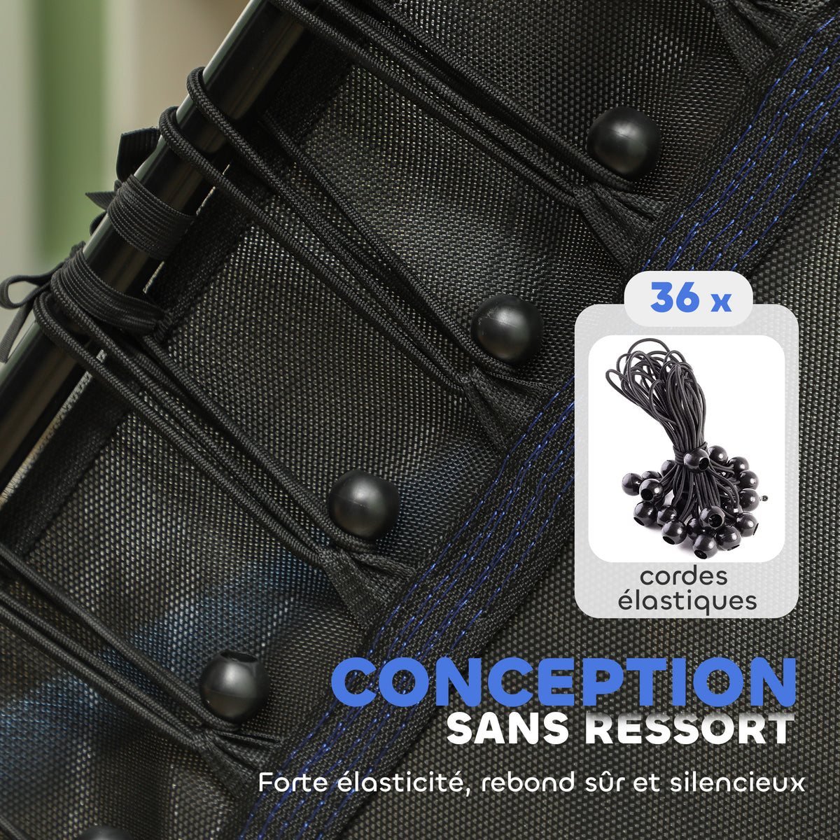 Trampoline pour enfant 1,22 x 1,11 x 1,9 m filet de sécurité porte zippée 6 poteaux rembourrés inclus bleu noir
