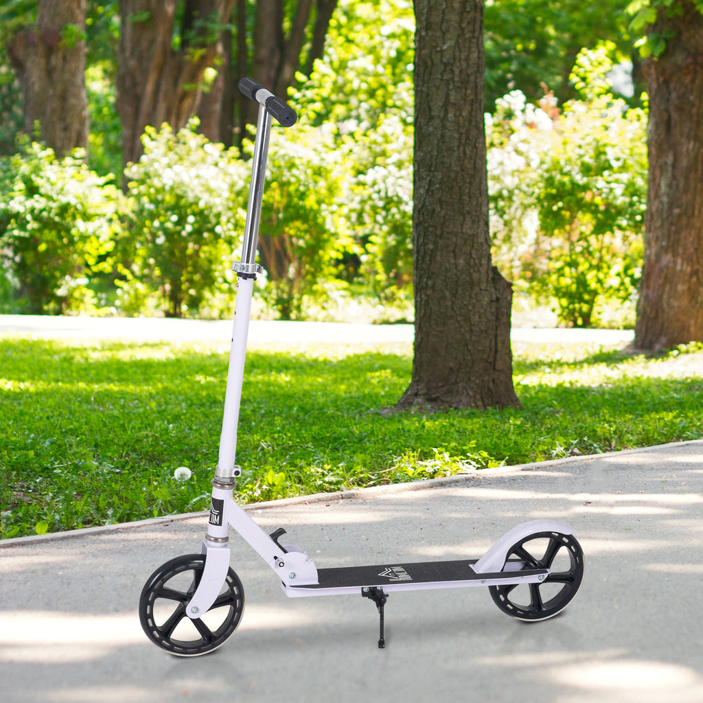 Trottinette Pliable Hauteur Guidon réglable sur 4 Niveaux système de freinage arrière pour enfant adolescent pois max. 100KG dim. 88L x 37l x 75-100H cm Blanc