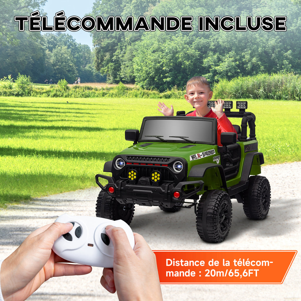 Buggy 4x4 voiture électrique enfant UTV avec télécommande 2.4Ghz 2 moteurs 12 V vert