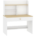 Bureau Enfant en Bois, Bureau avec Rangement, Plateau Large, Tiroir et Étagères Ouvertes, 80 x 50 x 100 cm, Blanc