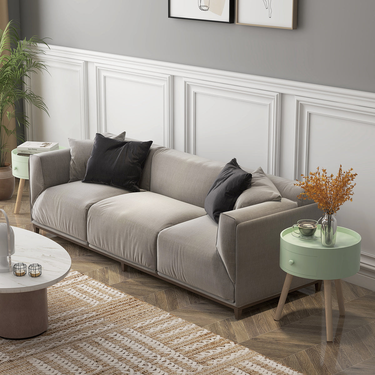 Lot de 2 tables basses - table de chevet - table de nuit ronde - design scandinave table d'appoint bout de canapé