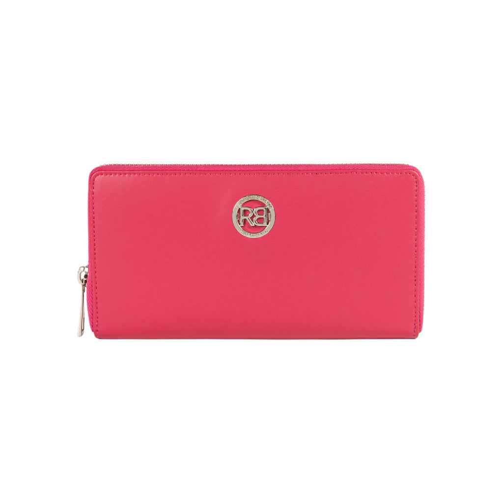 RB1084SBE | Women's zippered wallet made in Italy in smooth, matte genuine leather. Color: Fuchsia. Dimensions: 20 x 10 x 2.5 cm.