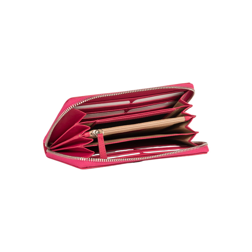 RB1084SBE | Women's zippered wallet made in Italy in smooth, matte genuine leather. Color: Fuchsia. Dimensions: 20 x 10 x 2.5 cm.