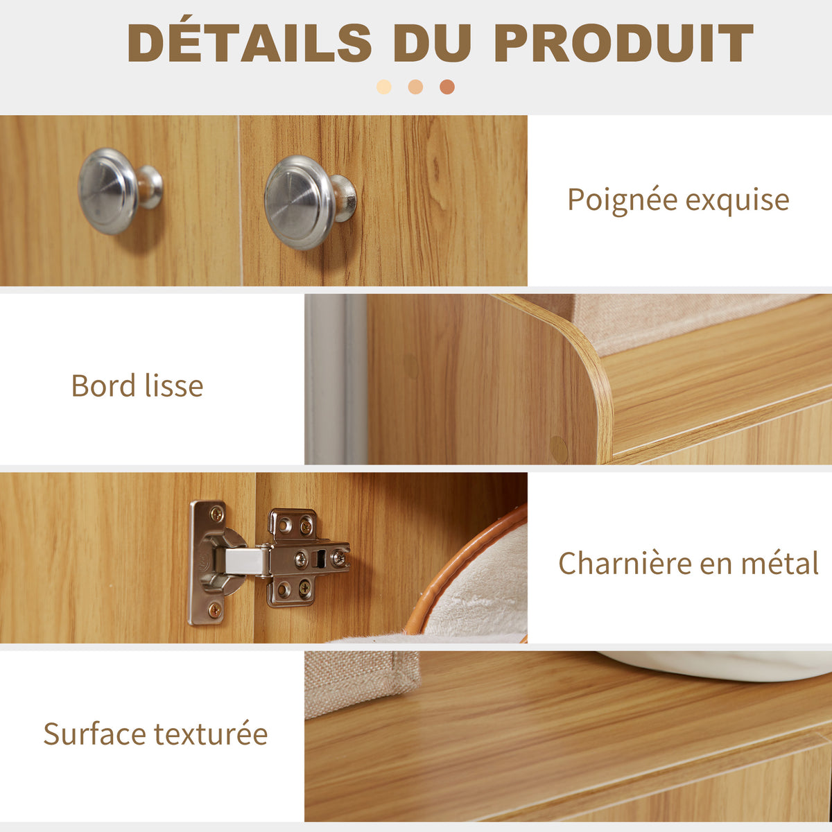 Meuble de rangement à chaussures pour entrée avec 4 compartiments ouverts et placard double porte - étagère réglable