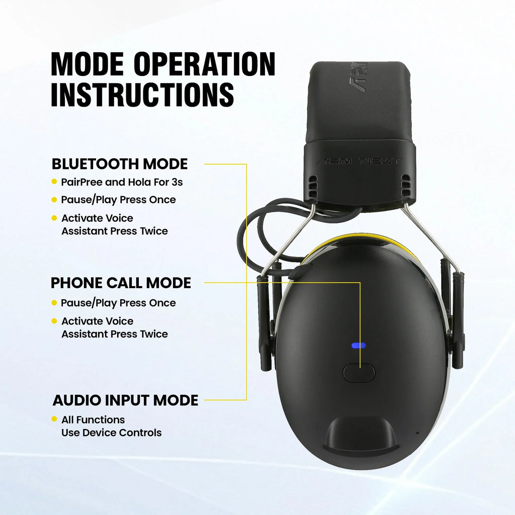 Rechargeable Noise Reduction Earmuffs Yellow