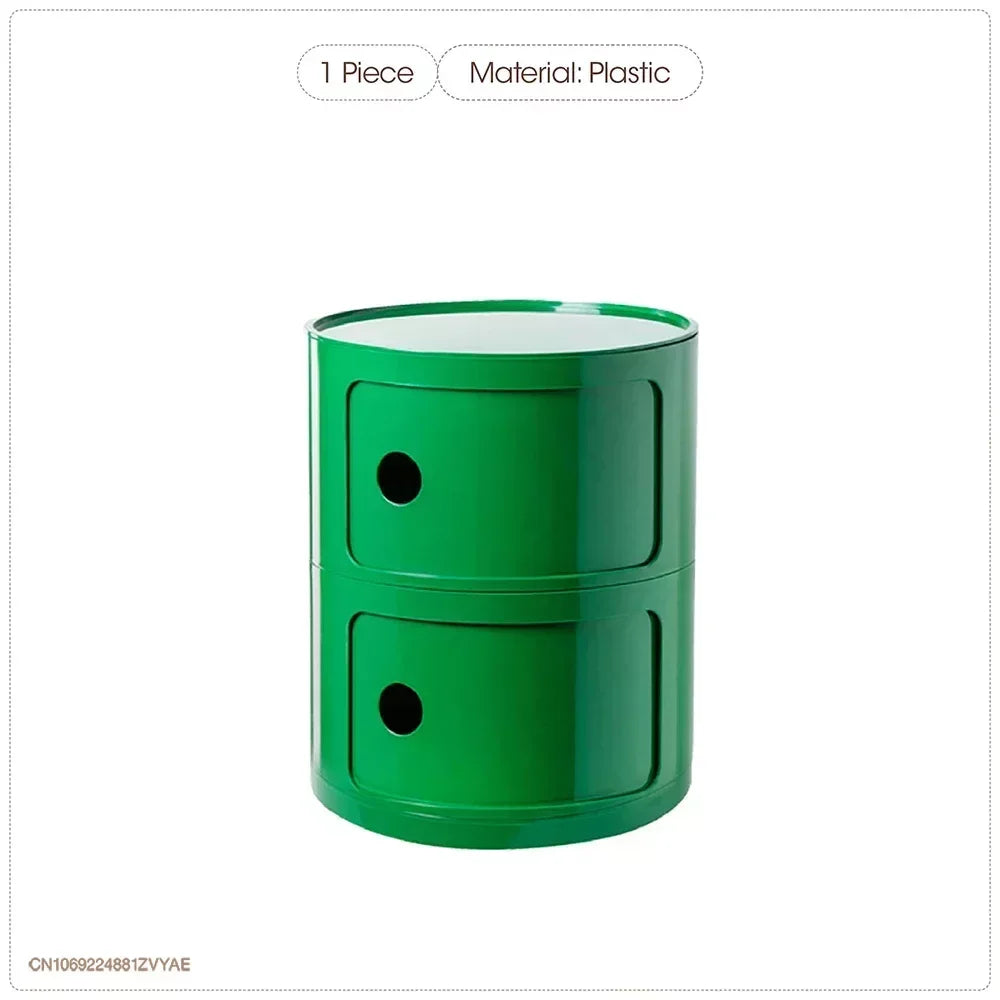 Minimalist Green Nightstands - Mid Century Round Coffee Tables with Storage