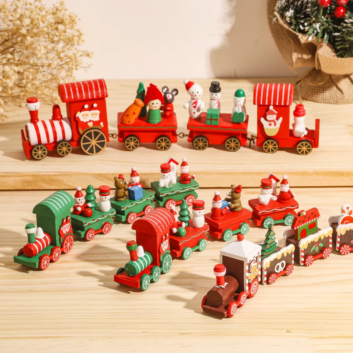 NNEOBA Rustic Wooden Train Christmas Ornament – Festive Merry Christmas Decoration