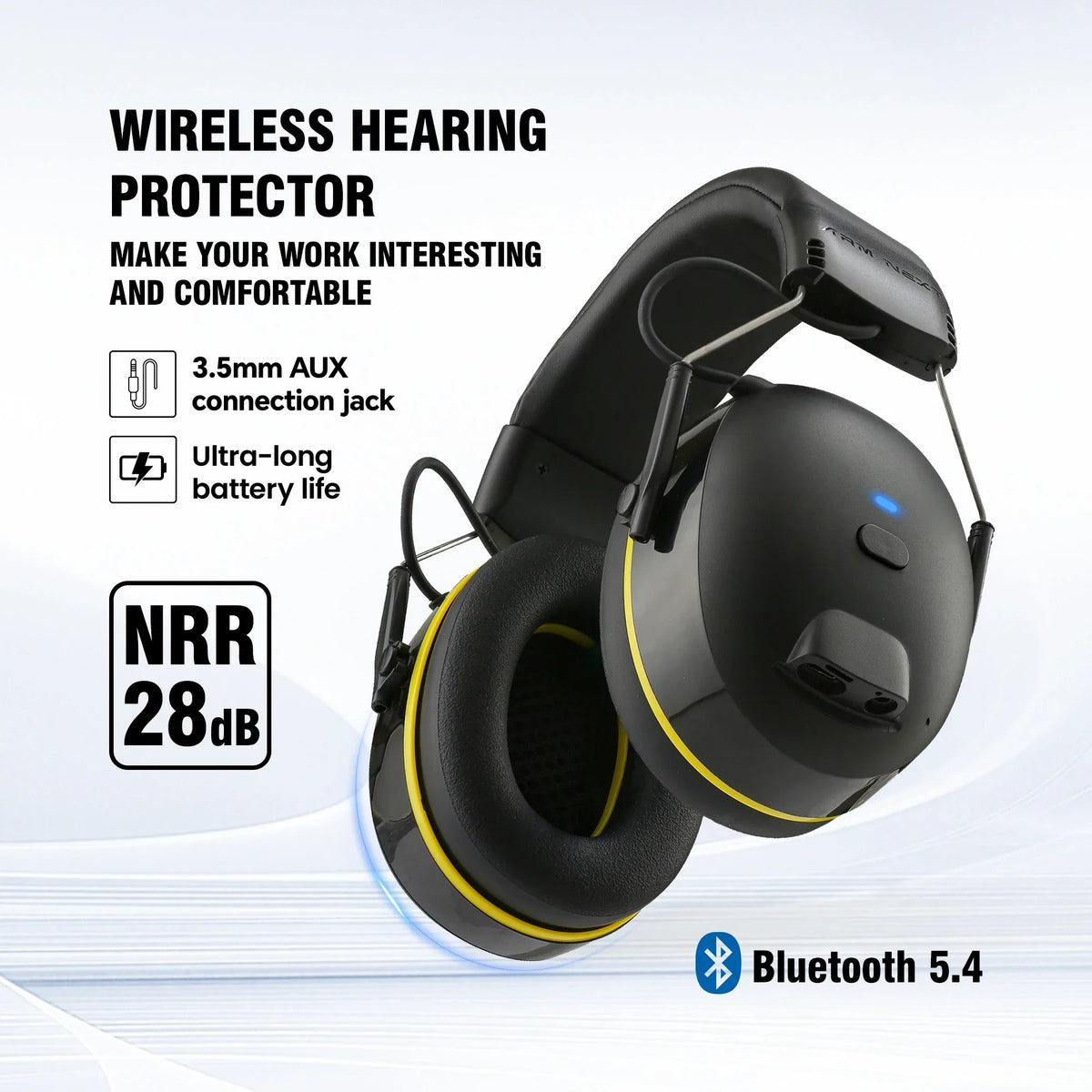 Rechargeable Noise Reduction Earmuffs Yellow
