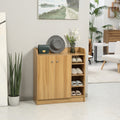 Meuble de rangement à chaussures pour entrée avec 4 compartiments ouverts et placard double porte - étagère réglable