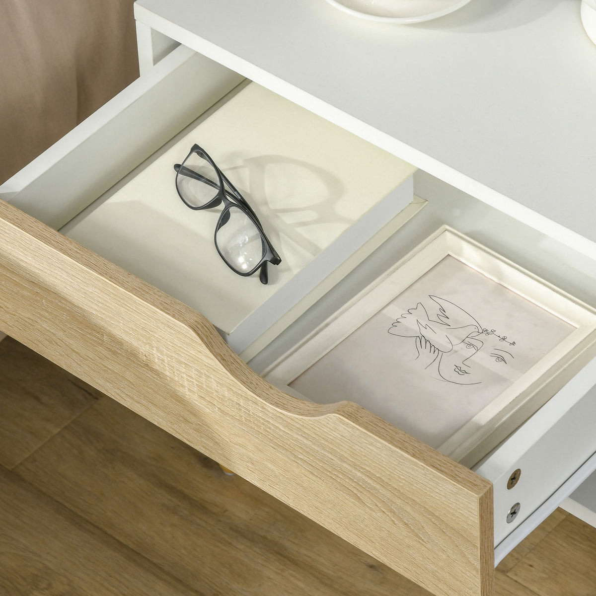Lot de 2 Tables de Nuit tiroir Niche Design Moderne Panneau de Particules Classe E1 Pieds en Bois Massif 50 x 39 x 51 cm