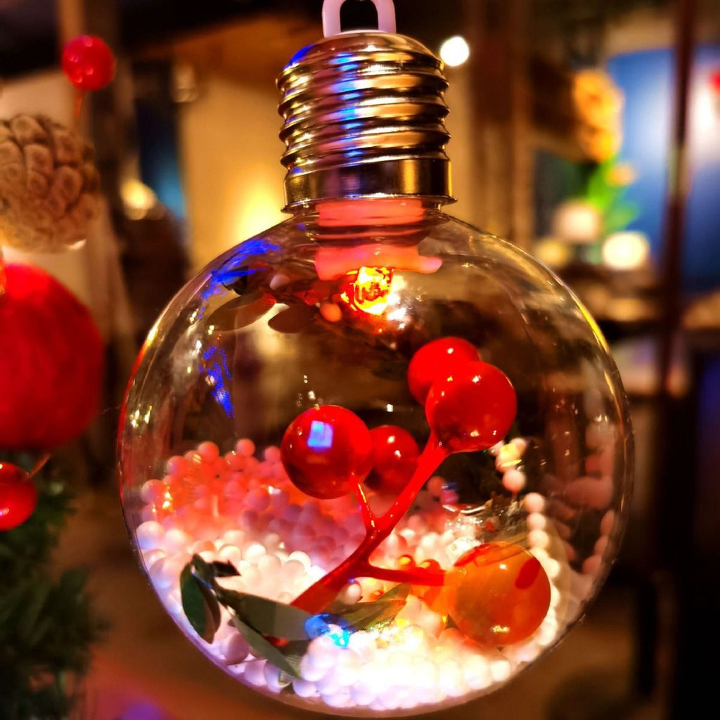 2 Pack Christmas Tree Balls ,Christmas Tree Decoration Ball,Warm Light Decorative ball Transparent Christmas Ball