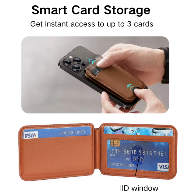 NNEDSZ Light Grey MagSafe Magnetic Wallet with Stand - PU Leather Card Holder for iPhone