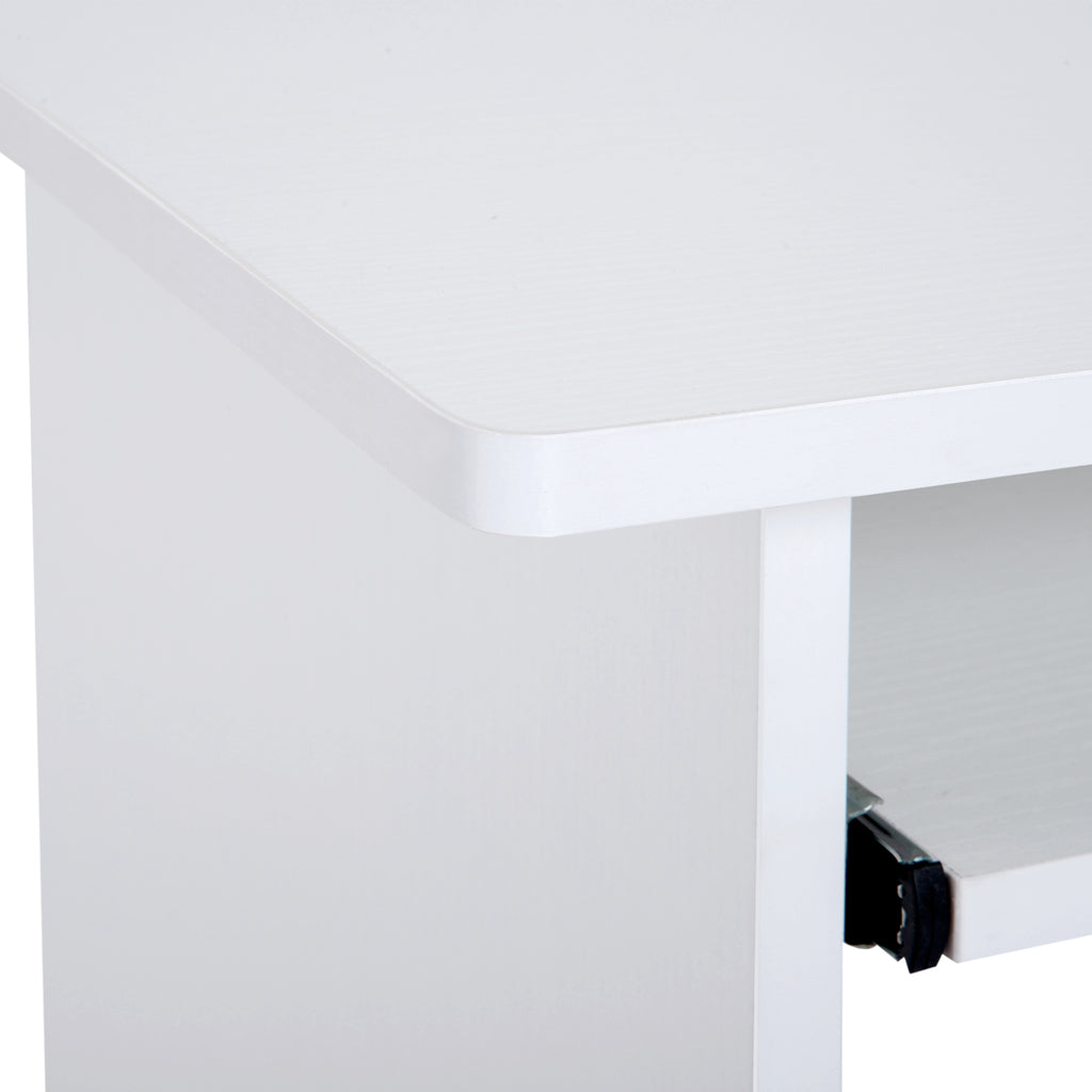 Bureau d'ordinateur, bureau avec rangement, plateau pour clavier et support de moniteur, 80 x 45 x 75 cm, blanc