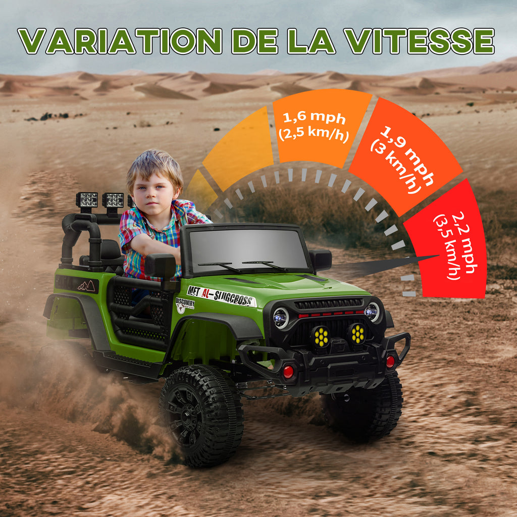 Buggy 4x4 voiture électrique enfant UTV avec télécommande 2.4Ghz 2 moteurs 12 V vert