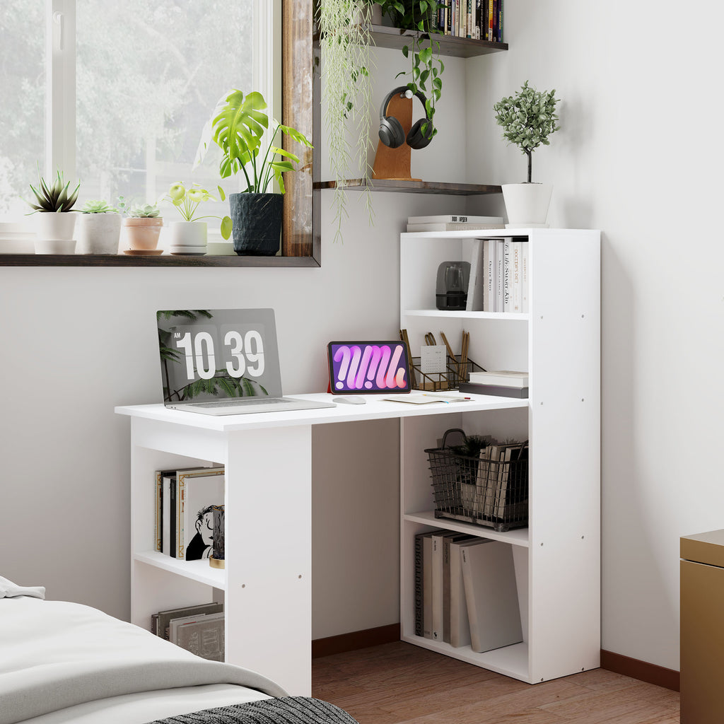 Bureau informatique, bureau avec rangement, 6 compartments ouverts, table d'ordinateur pour chambre, studio, 120