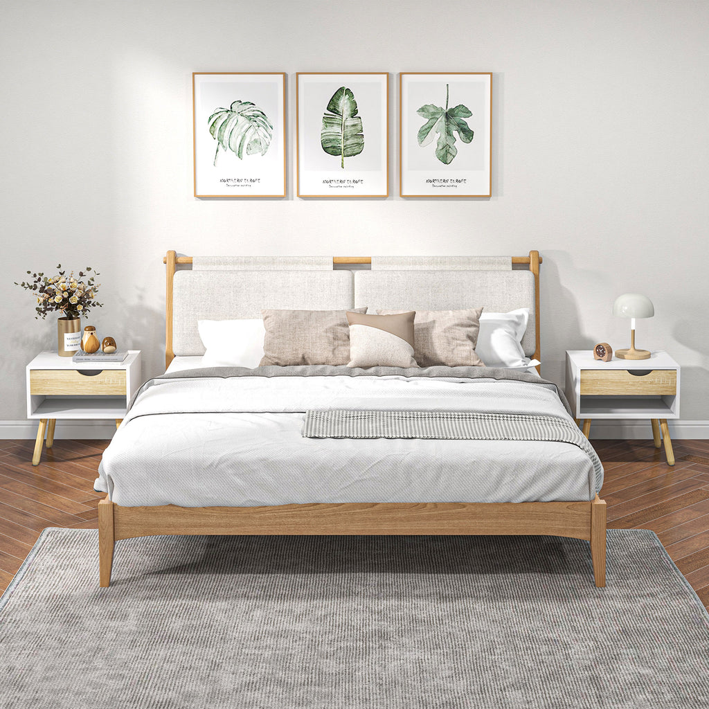 Lot de 2 Tables de Nuit tiroir Niche Design Moderne Panneau de Particules Classe E1 Pieds en Bois Massif 50 x 39 x 51 cm