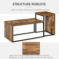 Lot de 2 Tables Basses gigognes Design Industriel encastrable dim. Grande Table 90L x 48l x 42H cm métal Noir Aspect Vieux Bois