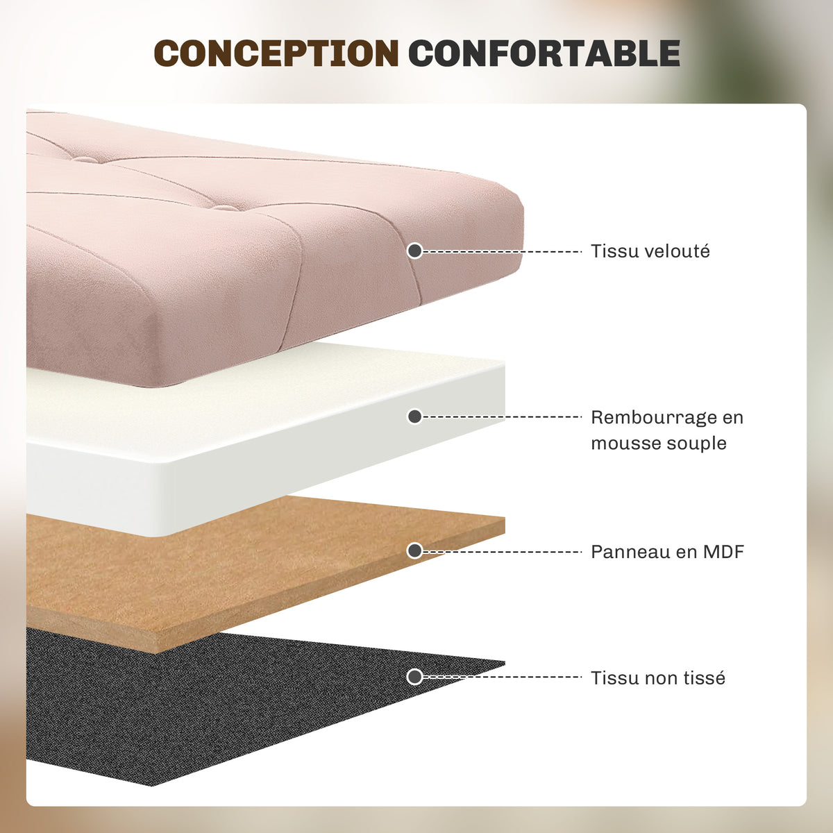 Banc de rangement bout de lit pliable volume 67 L capacité de charge 120 kg avec couvercle 76L x 38l x 38H cm rose