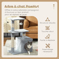 Arbre à chat tour de jeux pour chats poteaux en sisal, 2 plate-forme, niche, balle, tissu peluche, 50x30x81,5cm, gris