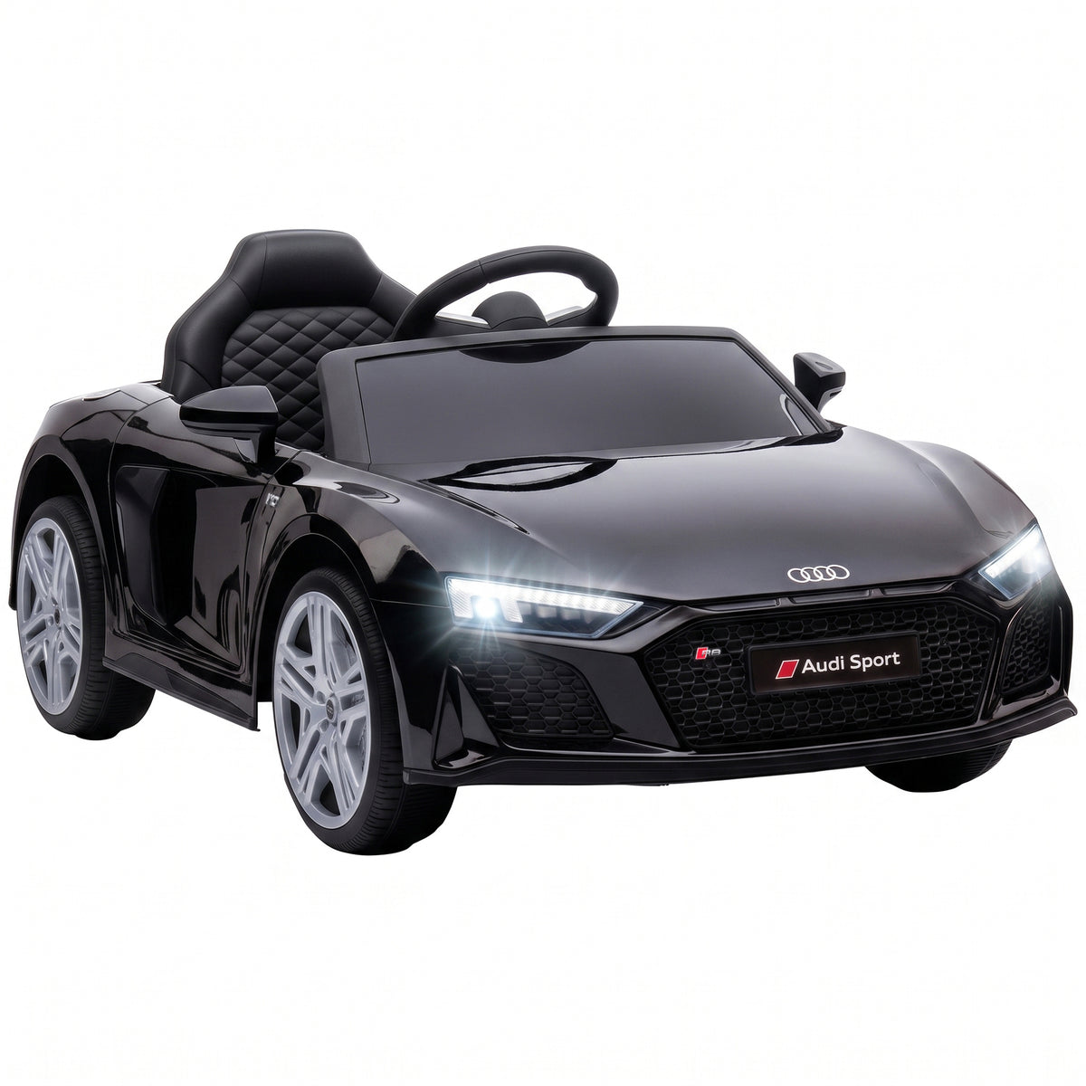 Voiture Électrique Enfants 12V Audi R8 Spyder, Véhicule Électrique, 2 Moteurs, Télécommande 2,4G, Batterie Lithium, Noir